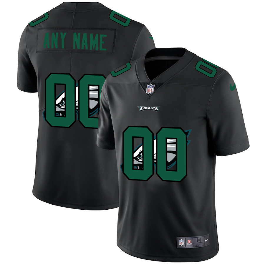 Wholesale Philadelphia Eagles Custom Men Nike Team Logo Dual Overlap Limited NFL Jersey Black->customized nfl jersey->Custom Jersey